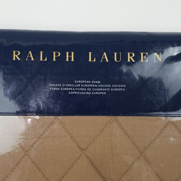 Ralph Lauren Modern Equestrian Cromwell Quilted One European Sham Camel 26x26 IN - Picture 4 of 16